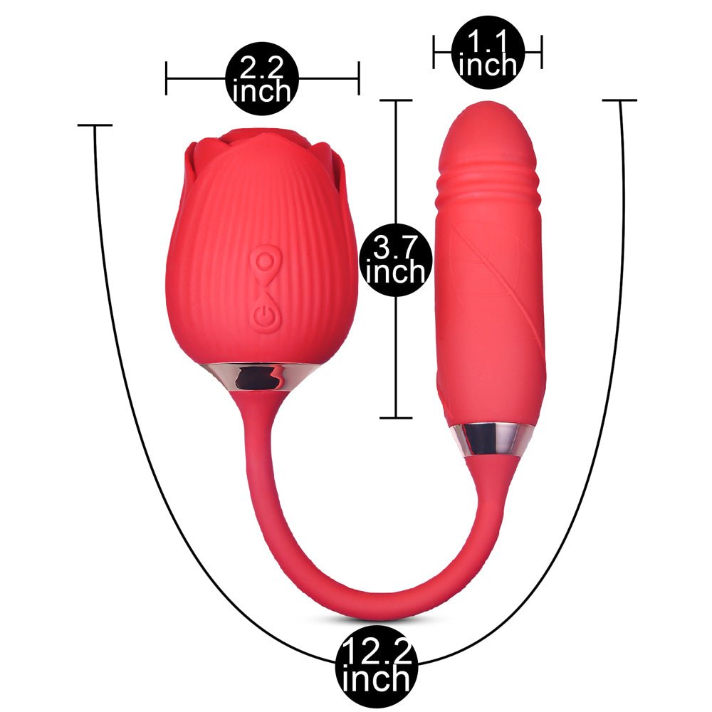Loveangels Red Rose Clitoral Suction With Thrusting Vibrator - Loveangels