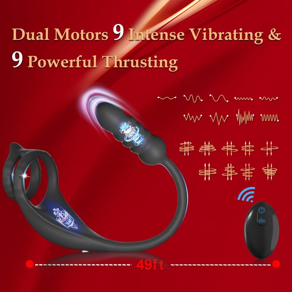 Loveangels Remote Control Thrusting Prostate Massager With Penis Ring - Loveangels