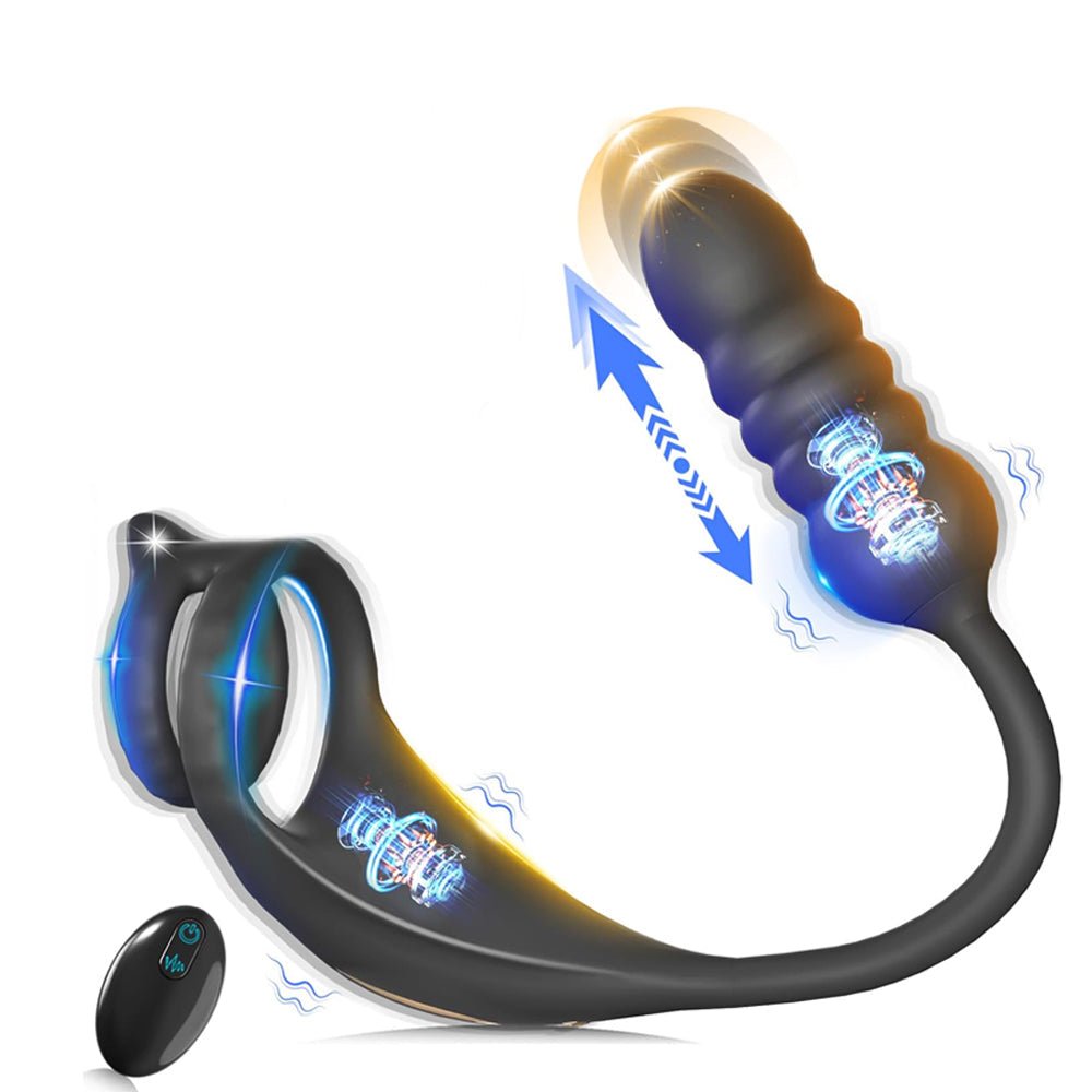 Loveangels Remote Control Thrusting Prostate Massager With Penis Ring - Loveangels