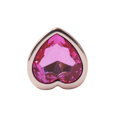 Loveangels Rose Gold Metal Anal Plug Set With Pink Heart Gem Bases - Loveangels