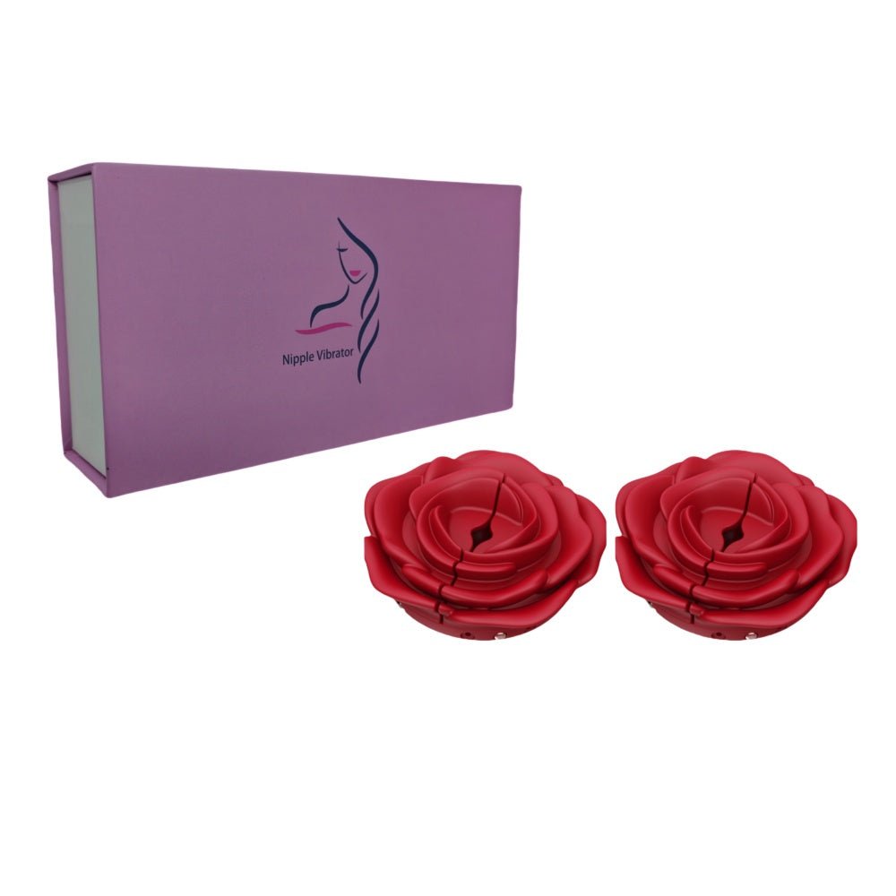Loveangels Rose Red Rechargeable Vibrating Nipple Clamps With Remote Control - Loveangels