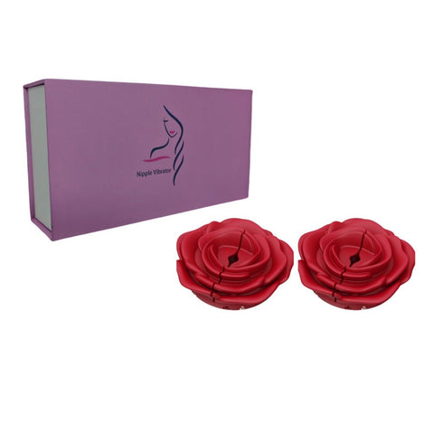 Loveangels Rose Red Rechargeable Vibrating Nipple Clamps With Remote Control - Loveangels