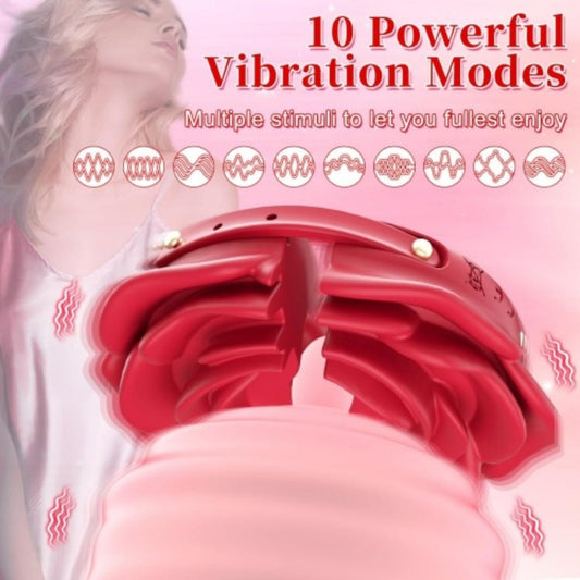 Loveangels Rose Red Rechargeable Vibrating Nipple Clamps With Remote Control - Loveangels