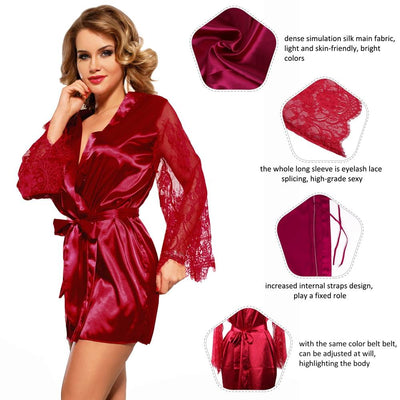 Loveangels Silk And Lace Kimono - Loveangels