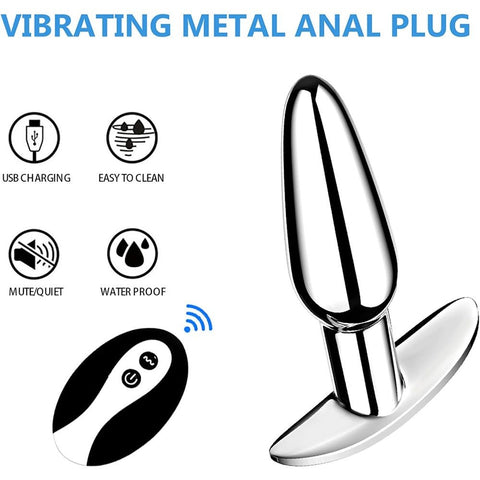 Loveangels Silver Vibrating Metal Anal Plug - Loveangels