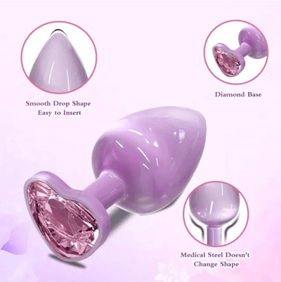 Loveangels Steep Bloom Pink Metal Butt Plug With Gem Base - Loveangels