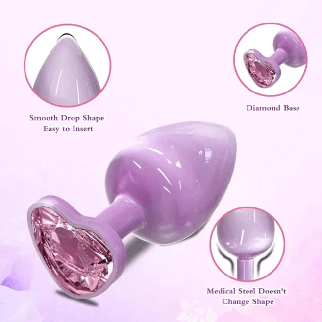 Loveangels Steep Bloom Pink Metal Butt Plug With Gem Base - Loveangels
