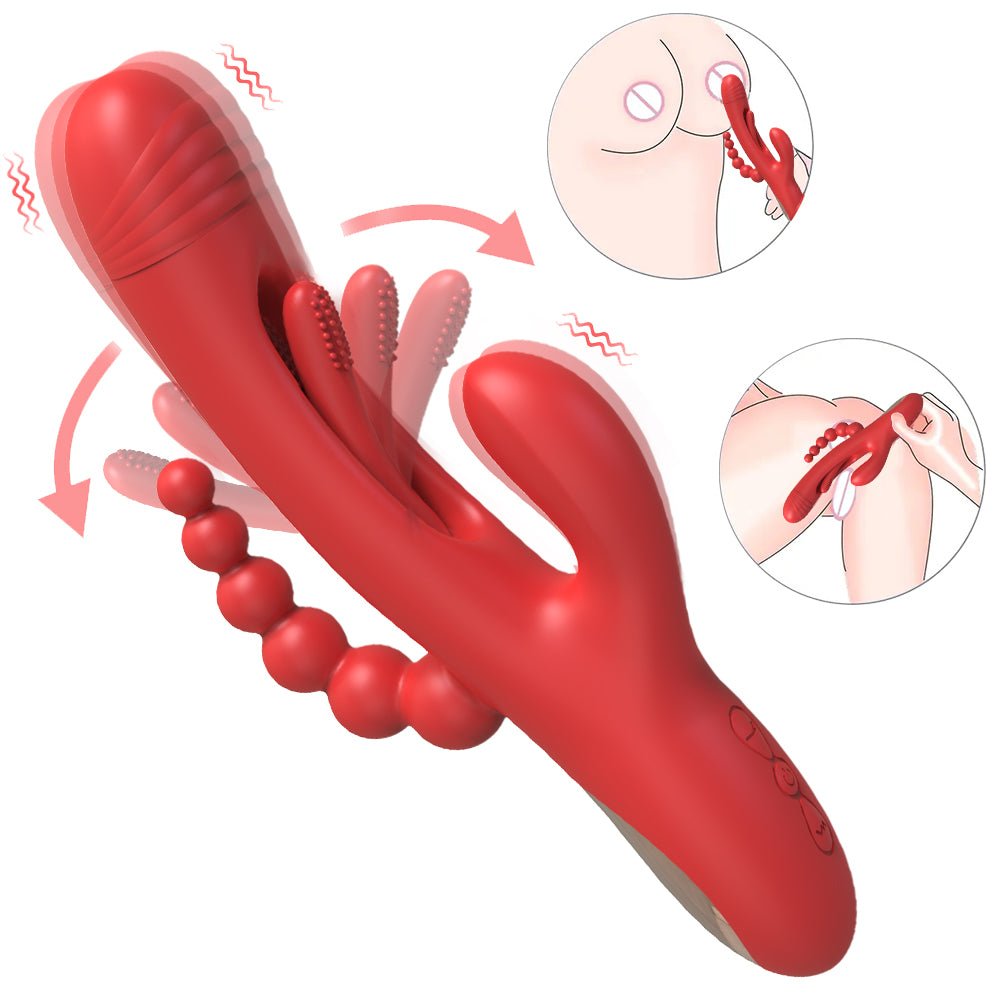 Loveangels Triple Flickering Trident Rabbit Vibrator - Loveangels