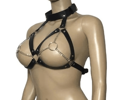 Loveangels Vegan Leather And Chain Bra One Size - Loveangels