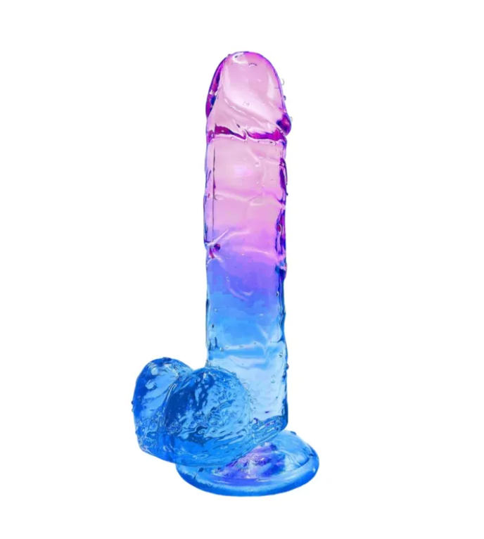 Loveangels Velvet Core Clear Purple & Blue 19cm Dildo - Loveangels