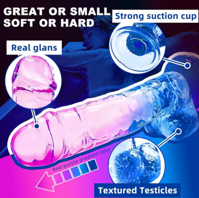 Loveangels Velvet Core Clear Purple & Blue 19cm Dildo - Loveangels