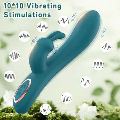 Loveangels Vibe Green Silicone Rabbit - Loveangels