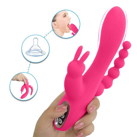 Loveangels Vibrating Triple Pleasure Rabbit - Loveangels