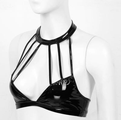 Loveangels Wet Look Strappy Bra - Loveangels