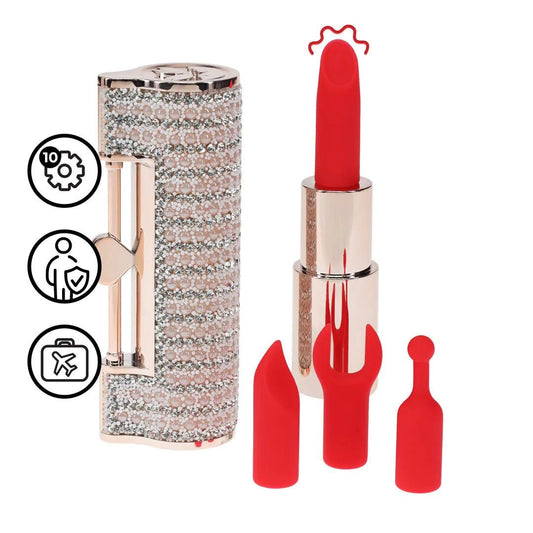 Loveline Angel - Lipstick Vibrator with 4 Attachments - Pink - Loveangels