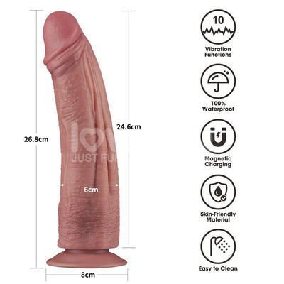 Lovetoy Dual Density Dildo with Vibration 10.5 Inches - Loveangels