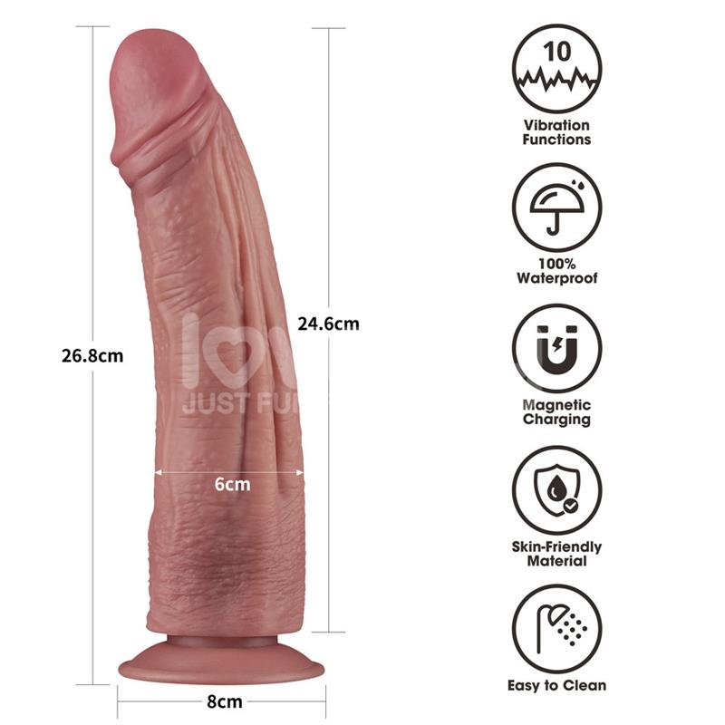 Lovetoy Dual Density Dildo with Vibration 10.5 Inches - Loveangels