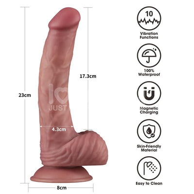 Lovetoy Dual Density Dildo with Vibration 9 Inches - Loveangels