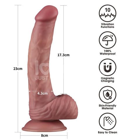 Lovetoy Dual Density Dildo with Vibration 9 Inches - Loveangels