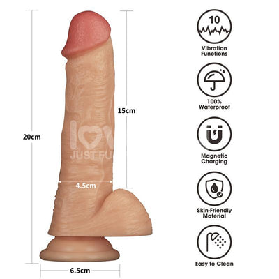 Lovetoy Harness With 8 Inch Vibrating Solid Dildo L/2XL - Loveangels