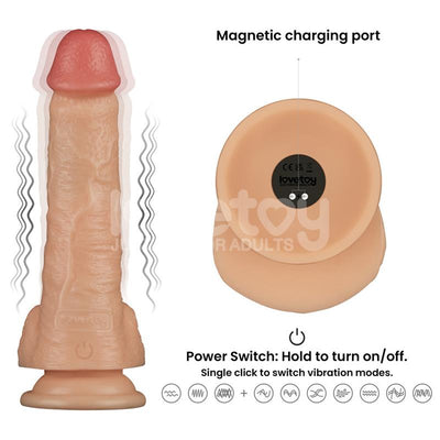 Lovetoy Harness With 8 Inch Vibrating Solid Dildo L/2XL - Loveangels
