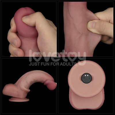 Lovetoy Vibrating Sliding Skin Pro II Silicone 8" Dildo With Remote - Loveangels