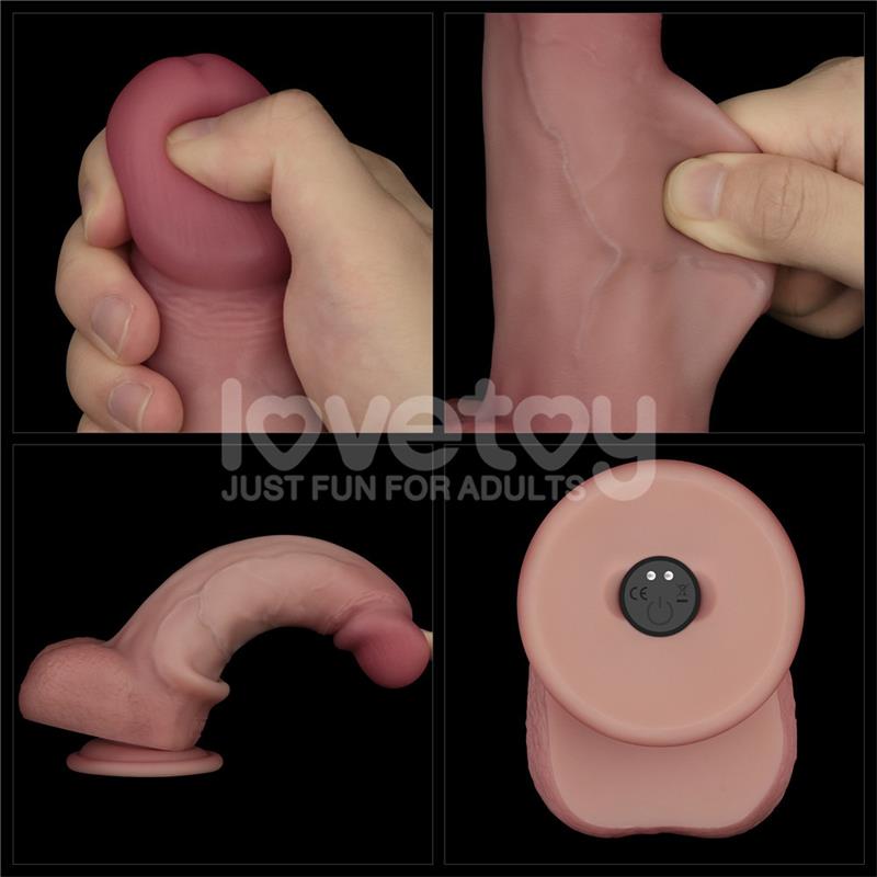 Lovetoy Vibrating Sliding Skin Pro II Silicone 8" Dildo With Remote - Loveangels