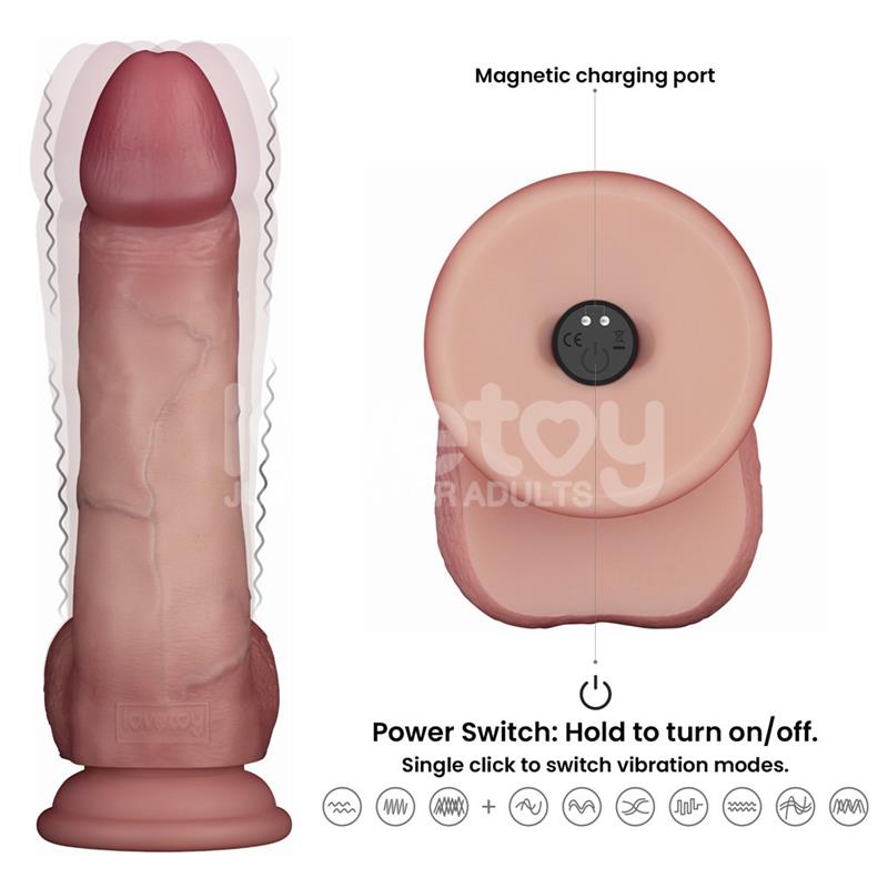 Lovetoy Vibrating Sliding Skin Pro II Silicone 8" Dildo With Remote - Loveangels