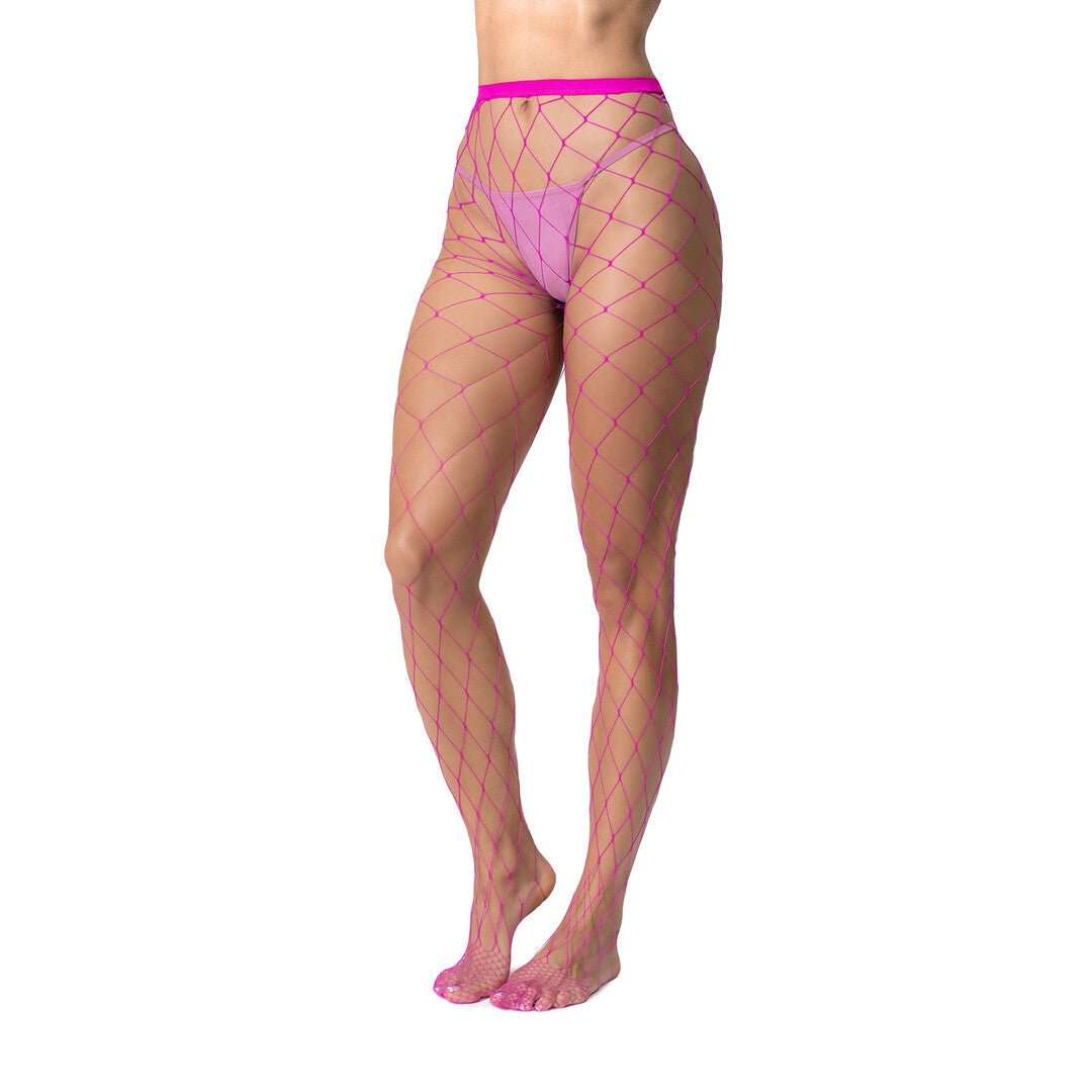 Mapalé Pink Fence Net Pantyhose - One Size - Loveangels