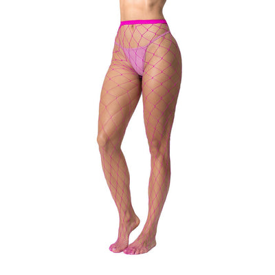 Mapalé Pink Fence Net Pantyhose - One Size - Loveangels