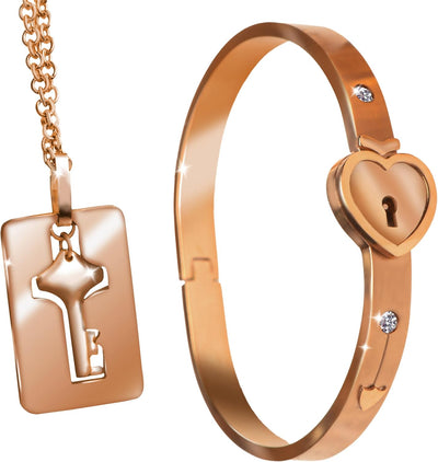 Master Series Tungsten Lockable Bracelet With Key Necklace - Loveangels