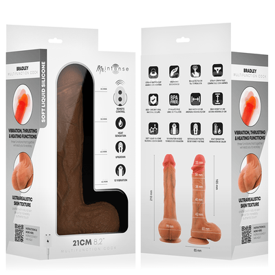 Mr Intense Bradley 8.2 Inch Silicone Vibrating Dildo with Heat Effect and Remote Control - Loveangels