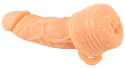 Nature Skin 2in1 Vibrating Extension Masturbator With Remote - Loveangels