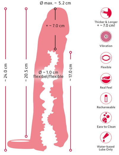 Nature Skin 2in1 Vibrating Extension Masturbator With Remote - Loveangels