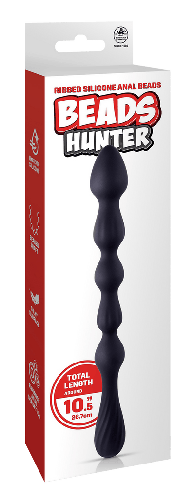 NMC 10.5 Inch Ribbed Silicone Anal Ball Beads Black - Loveangels