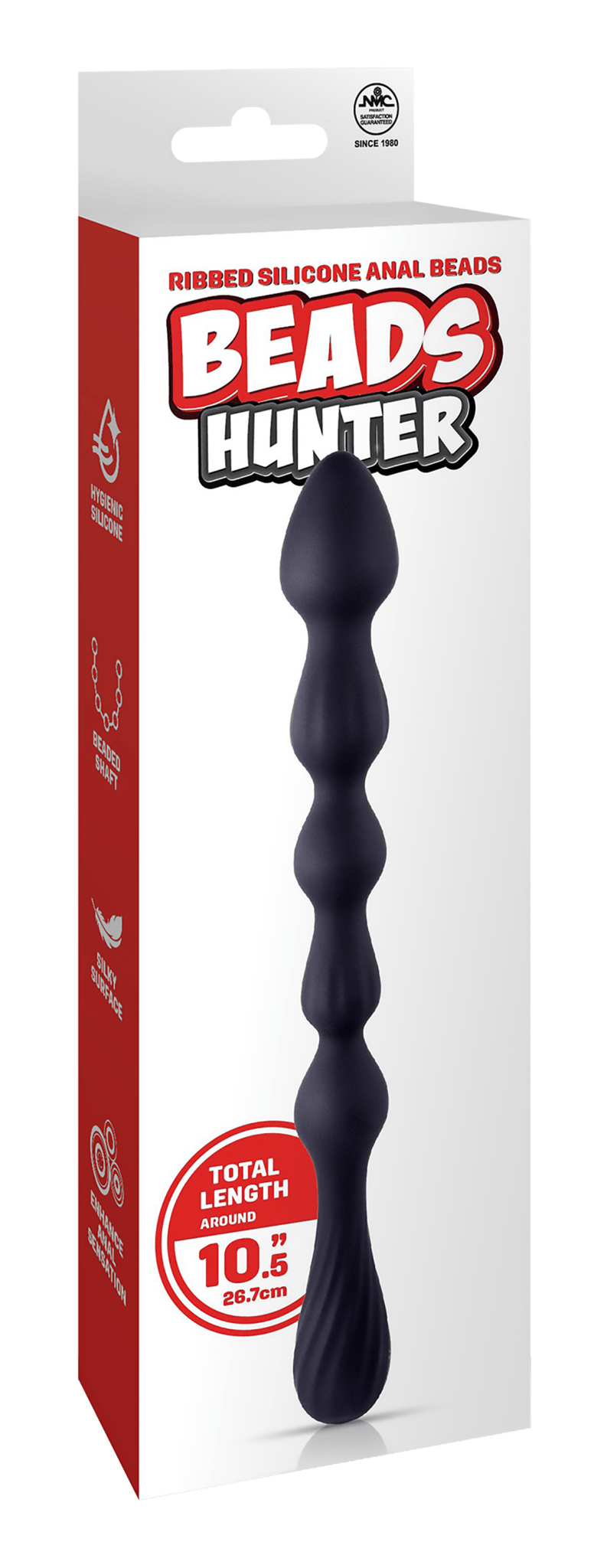 NMC 10.5 Inch Ribbed Silicone Anal Ball Beads Black - Loveangels
