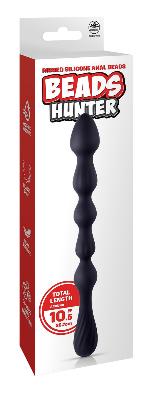 NMC 10.5 Inch Ribbed Silicone Anal Ball Beads Black - Loveangels