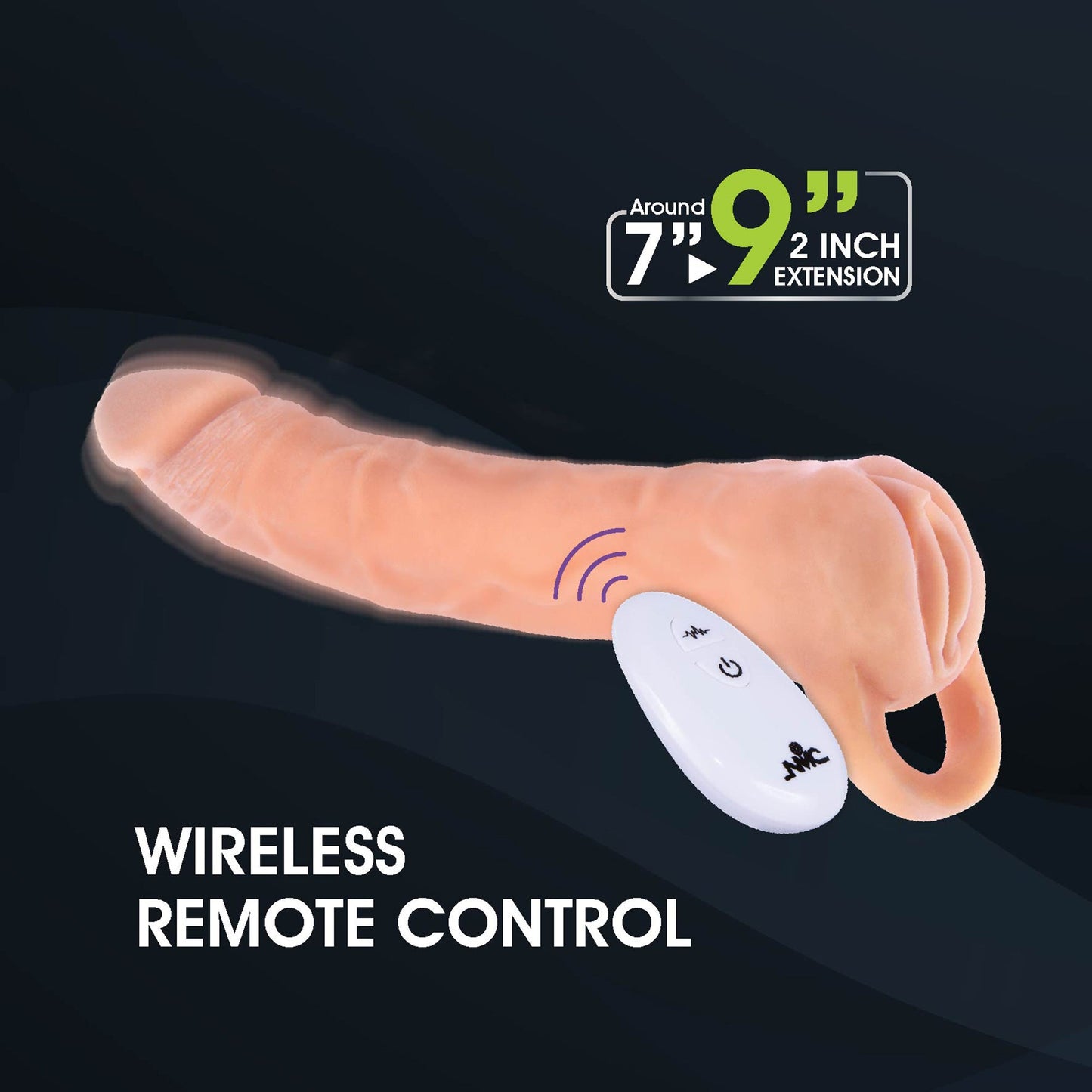 NMC 9 Inch TPE Extension Sleeve With Remote Control Bullet - Loveangels