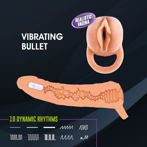 NMC 9 Inch TPE Extension Sleeve With Remote Control Bullet - Loveangels