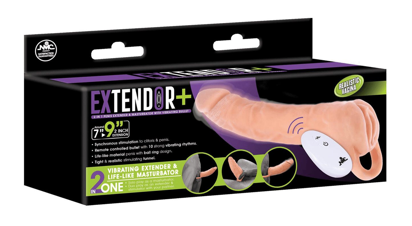 NMC 9 Inch TPE Extension Sleeve With Remote Control Bullet - Loveangels