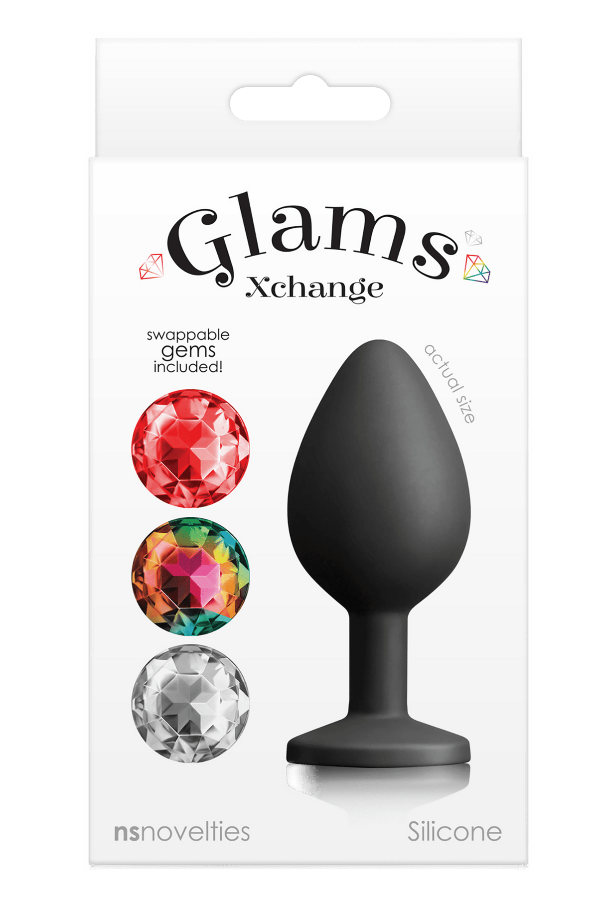 NS Novelties Glams Xchange Medium Plug With 3 Changeable Gems - Loveangels