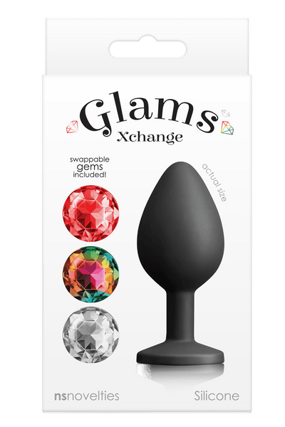 NS Novelties Glams Xchange Medium Plug With 3 Changeable Gems - Loveangels