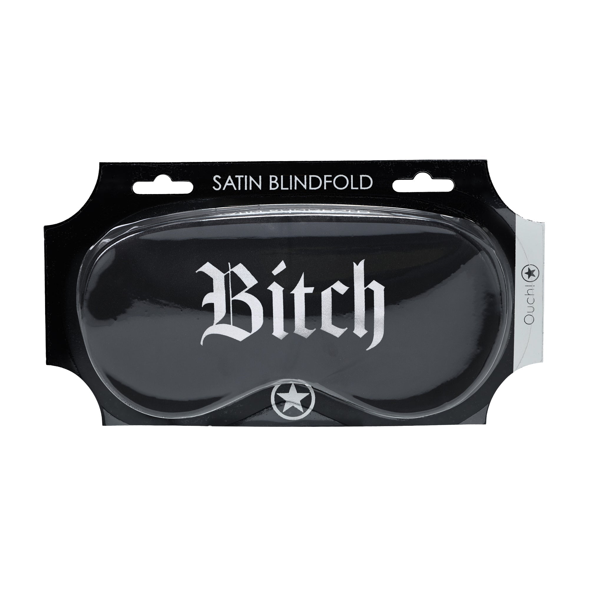 Ouch! Bitch Printed Satin Mask - Black - Loveangels