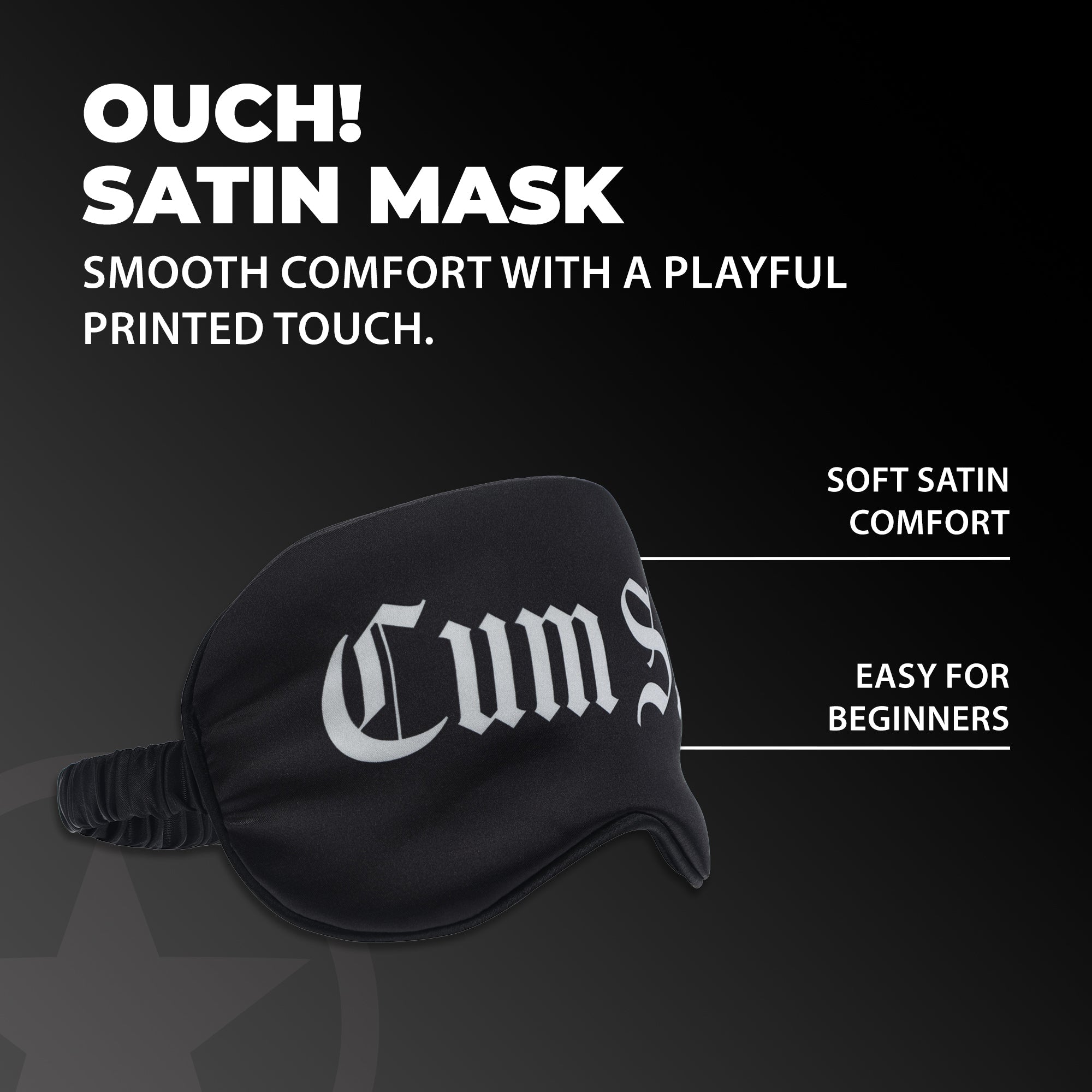 Ouch! Cum Slut - Printed Satin Mask - Black - Loveangels