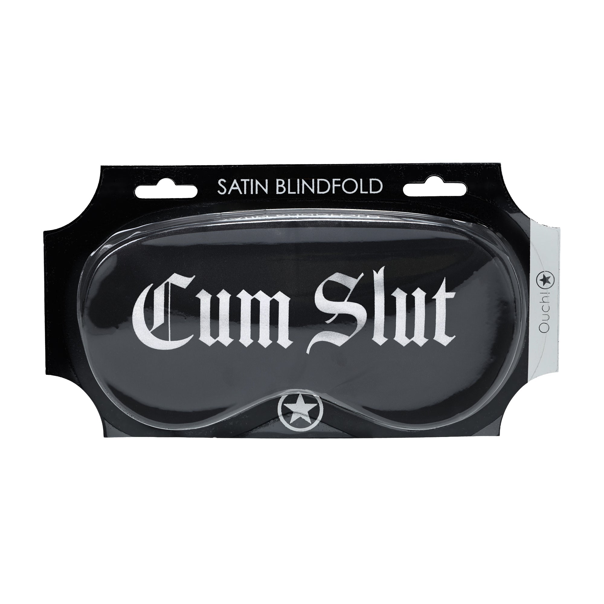 Ouch! Cum Slut - Printed Satin Mask - Black - Loveangels
