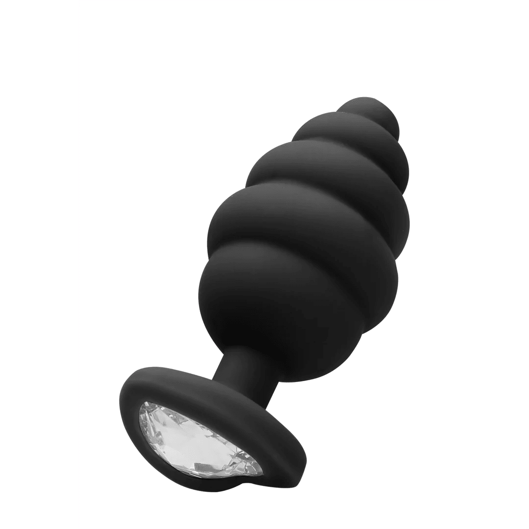 Ouch! Large Ribbed Diamond Heart Plug - Loveangels