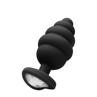 Ouch! Large Ribbed Diamond Heart Plug - Loveangels