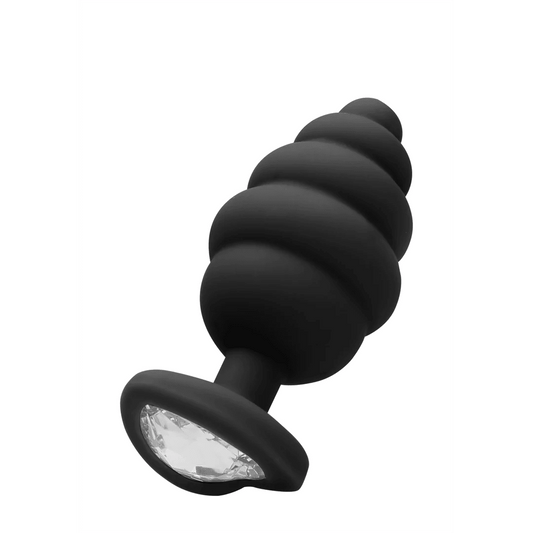 Ouch! Large Ribbed Diamond Heart Plug - Loveangels