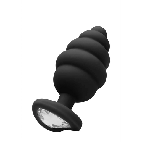 Ouch! Large Ribbed Diamond Heart Plug - Loveangels