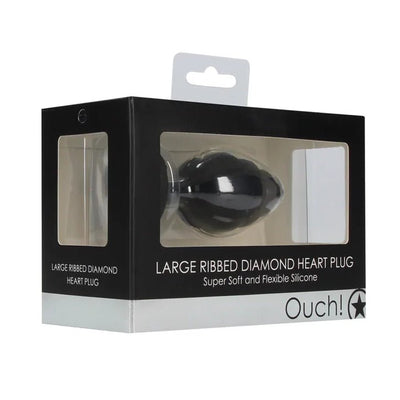 Ouch! Large Ribbed Diamond Heart Plug - Loveangels